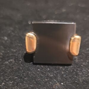 Source Unknown Black Square Ring with Gold Accents